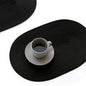 FunWheat Oval Braided Placemats Set of 4 Table Mats for Dining Tables Washable Heat Resistant Place Mats for Indoor Outdoor Use 12 x18 Inch(Oval Black, 4pcs)