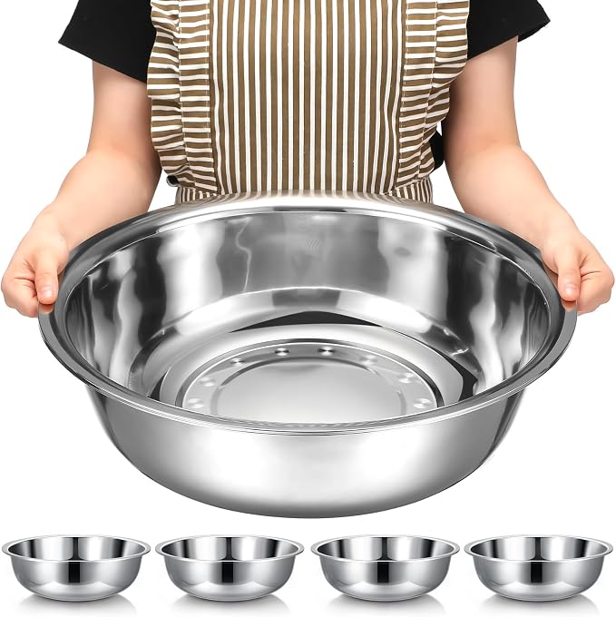 Nuogo 4 Pcs Stainless Steel Mixing Bowls Metal Mixing Bowls Extra Large Basin by Nuogo