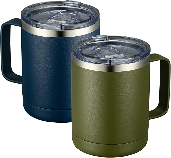 MEWAY 12oz Coffee Mug With Handle 2 Pack Bulk, Stainless Steel Insulated Travel by MEWAY