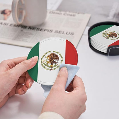 6 Pack Mexico Flag Leather Coaster - Image 6