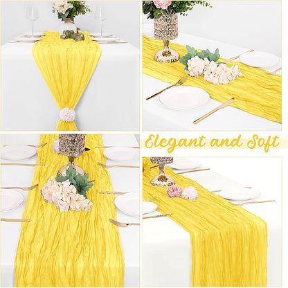 8 Pack Lemon Yellow Cheesecloth Table Runners 20x120 Inch Gauze Table Runner - Image 4