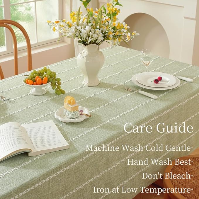 Zobesta Square Tablecloth Sage Green 53 x 53 Inch, Cotton Green Table Cloths Square, Washable Farmhouse Boho Tablecloths for Party, Holiday, Picnic, Dining, Outdoor,Fall