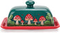 Fungi Fun Mushroom Butter Dish With Lid – Cute Cottagecore Ceramic Storage Container, Vintage French Covered Tray, Boho Farmhouse Kitchen Decor Gift, Unique Countertop Holder (Dark Green, Standard)