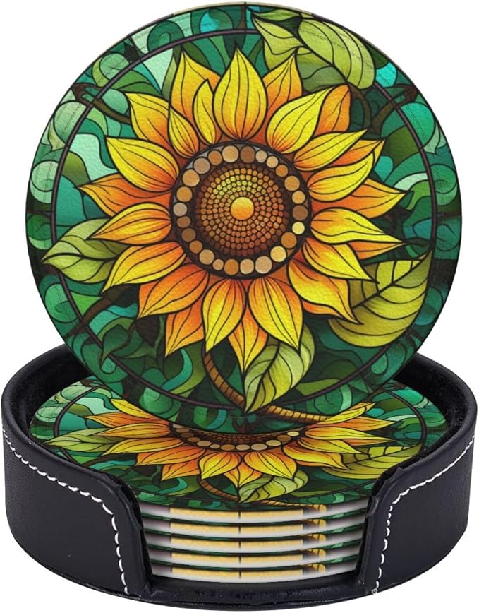 Sunflower Coasters for Drinks, Sunflower Decor Bar Drink Coasters for Coffee - Image 2