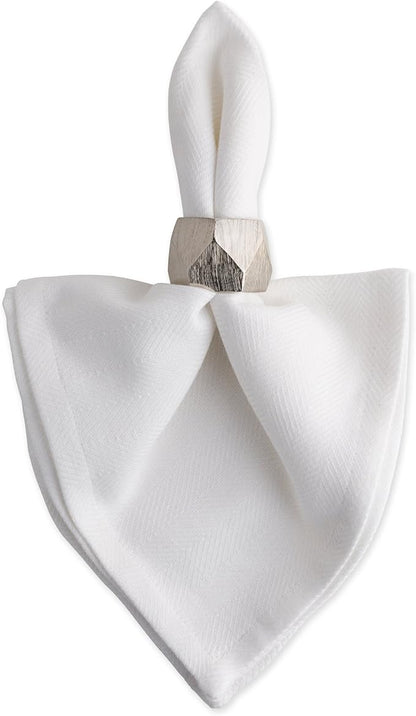 DII Decorative Geometric Napkin Ring Set, Triangle Band Silver - Image 3