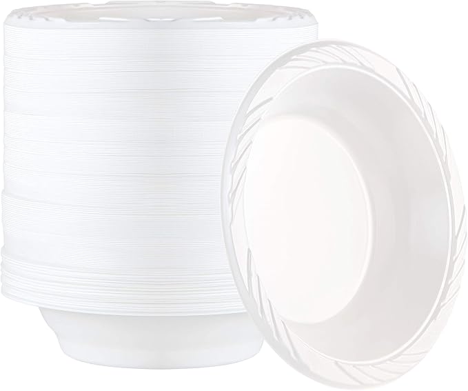 200 Count Disposable 18 ounce White Plastic Soup Bowls by PLASTICPRO