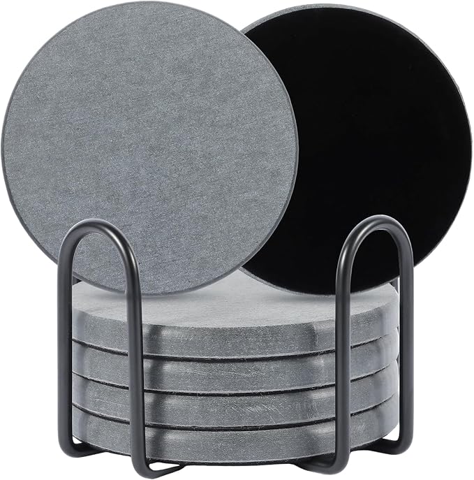 Azhou 6Pcs Absorbent Diatomaceous Earth Coasters Set by Azhou