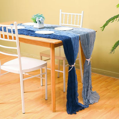 12 Pcs Gradient Blue Cheesecloth Gauze Table Runners | Boho Wedding Decor - Image 2
