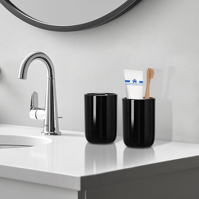 Bathroom Tumbler Cup Ceramic 12.6oz Reusable Toothbrush Cup 375ml, Toothbrush - Image 2