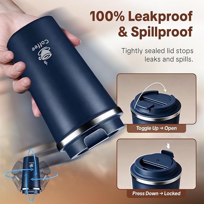 17oz Travel Coffee Mug, Leakproof Vacuum Coffee Cup Insulated Tumbler | 304 - Image 2