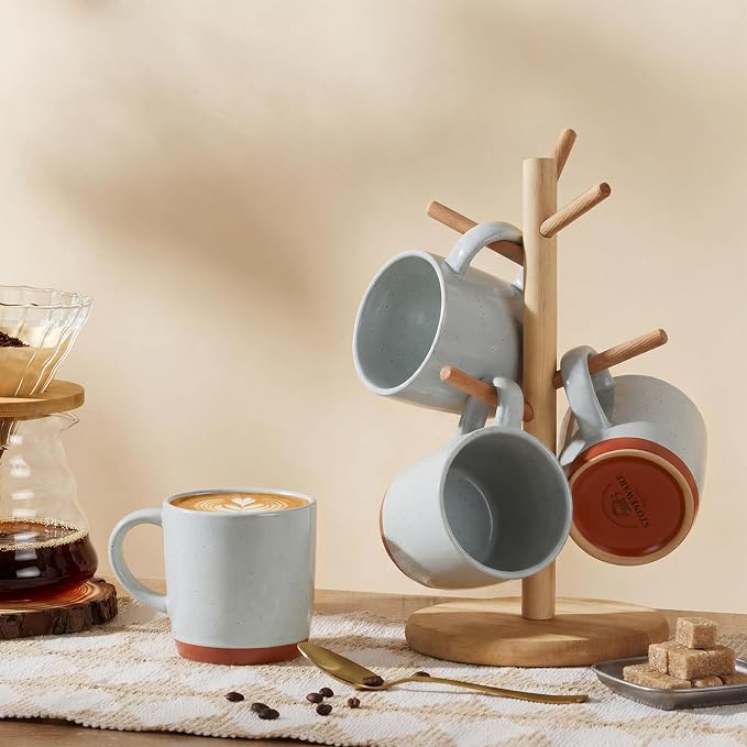 E-far Ceramic Coffee Mug Set of 4, 12oz Stoneware Coffee Cup - Image 8