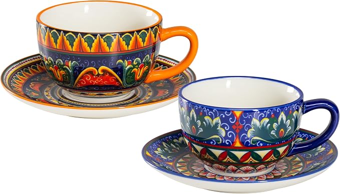 Henten Home Ceramic 8.5 oz Tea Cup Set, Latte Cup by HentenHome