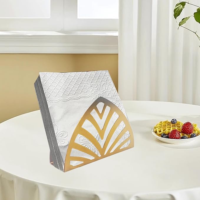 Gold Metal Napkin Holder, Triangle Shape Vertical Napkin Organizer - Image 3