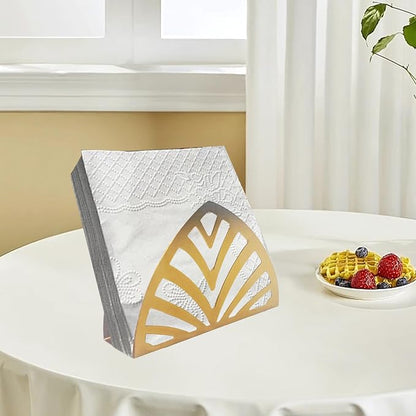 Gold Metal Napkin Holder, Triangle Shape Vertical Napkin Organizer - Image 3