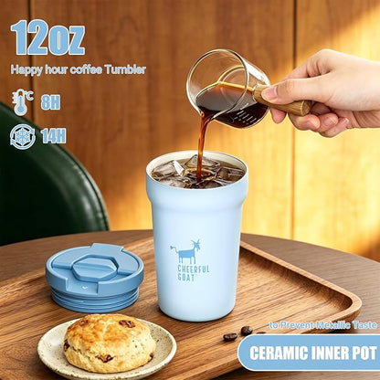 CHEERFUL GOAT Ceramic Lined Coffee Mug – Stainless Steel Travel insulated - Image 4
