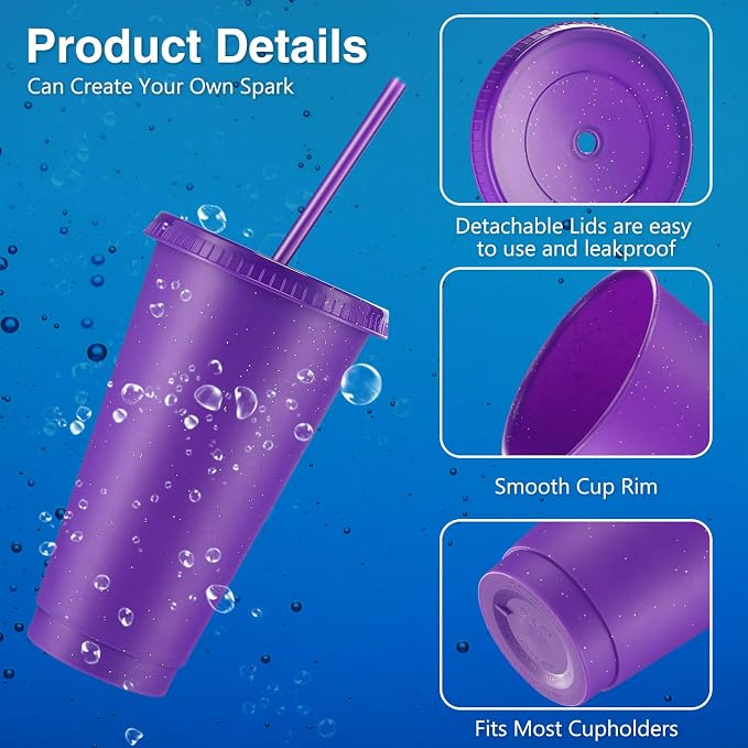 Amyhill 12 Pcs Reusable Glitter Cups - Image 3