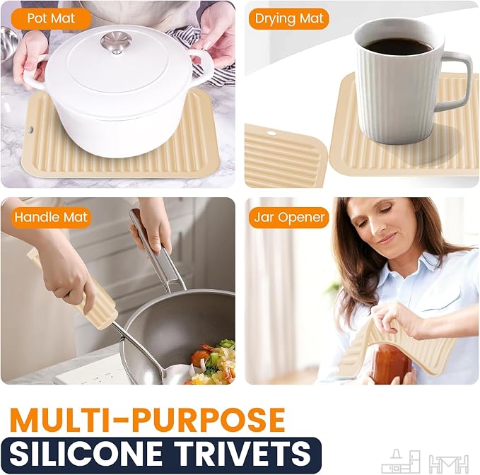 Silicone Trivet Mats 4 Heat Resistant Pot Holders Multipurpose Non-Slip Hot Pads - Image 3