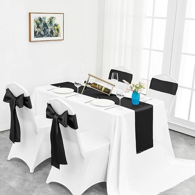 10-Pack Black Satin Table Runner 12 x 108 Inch Long Bright and Smooth Silk - Image 6