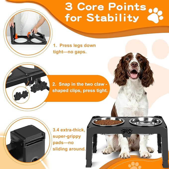 COMESOON Elevated Dog Bowls, 5 Adjustable Heights Raised Dogs Food Bowl Stand - Image 4
