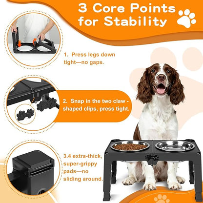 COMESOON Elevated Dog Bowls, 5 Adjustable Heights Raised Dogs Food Bowl Stand - Image 4