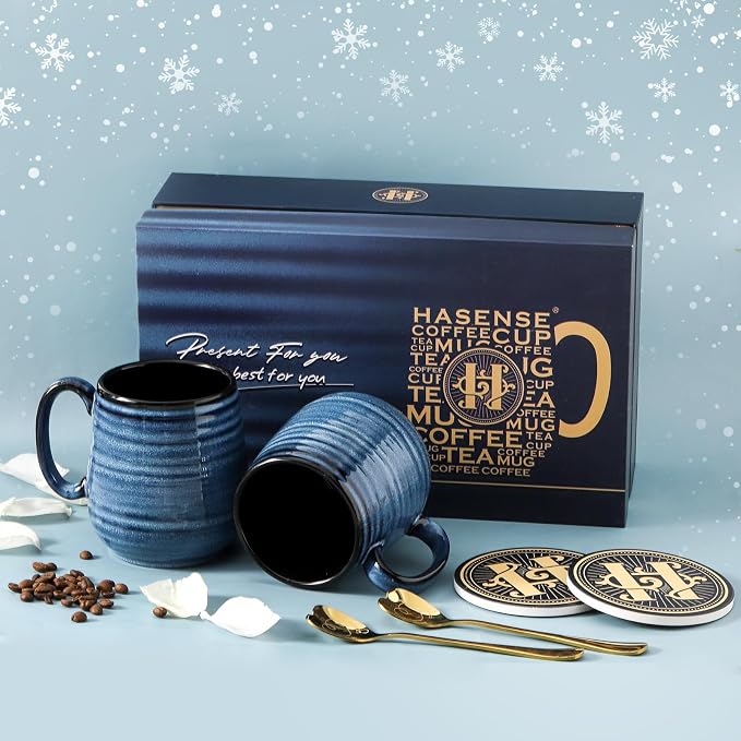 HASENSE Coffee Mugs Gift Set, 20 oz Ceramic Coffee Cups - Image 4