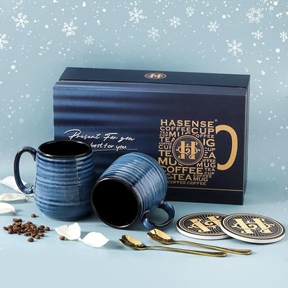 HASENSE Coffee Mugs Gift Set, 20 oz Ceramic Coffee Cups - Image 4