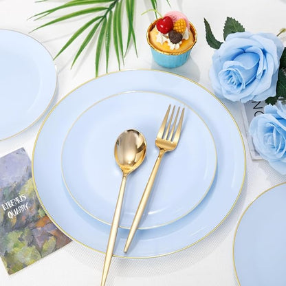 PULOTE 100PCS Blue Plastic Plates - Image 6