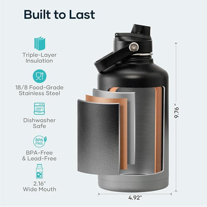 BUZIO 64 oz Insulated Stainless Steel Water Bottle - Image 4
