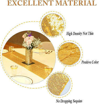 ShinyBeauty Gold Table Runner 90 Inches Long Sequin Table Runner - Image 4