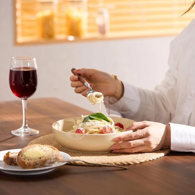 KooK Porcelain Pasta Bowl Set, For Soups and Salads, Serving Bowls, Large - Image 2