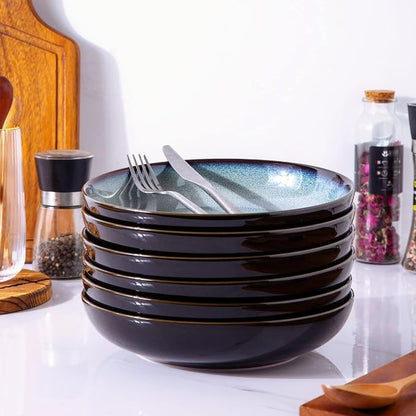 LERATIO 9.0" Ceramic Pasta Bowls Set of 6, 38oz Large Stoneware Bowls Set | - Image 7