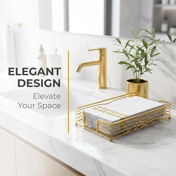 Guest Hand Towel Holder Tray for Bathroom Countertop, Powder Room & Vanity Use - Image 3
