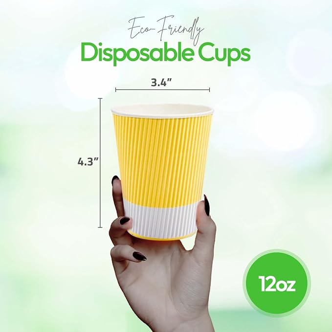 Restaurantware 12 Ounce Ripple Wall Disposable Coffee Cups, 500 Insulated Light - Image 3