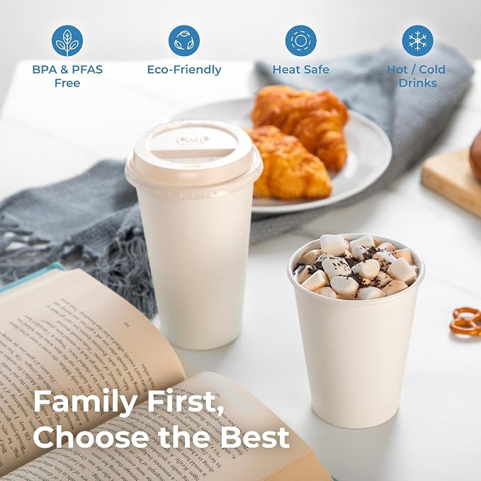 Fit Meal Prep 1000 Pack 6 oz Disposable Paper Coffee Cups, Premium White Hot - Image 4