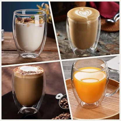 DINGPAI 4 Pack Double Wall Glass Coffee Mugs, 12oz Clear Coffee Cups | Heat - Image 7