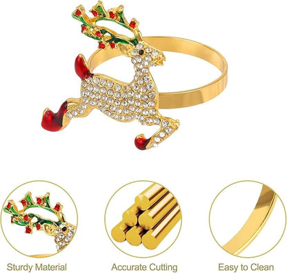 Napkin Rings Set of 8 Silver Set of 8 Napkin Rings Christmas, Holidays, Thanksgiving (Deer-2)