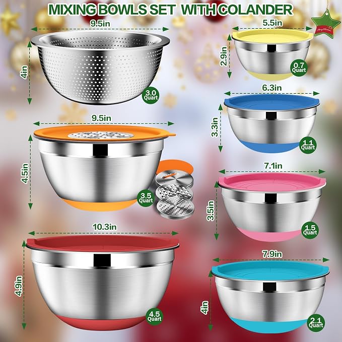 DUTZUN Mixing Bowls with Lids Set - Image 2