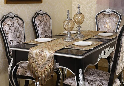 European Jacquard Fabric Multi-Tassels Table Runner - Image 3