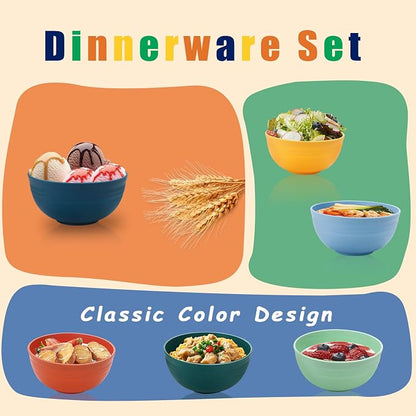 Lazycorner 12 Pcs Wheat Straw Cereal Bowls 26 Oz Wheat Straw Bowls Set Reusable - Image 6