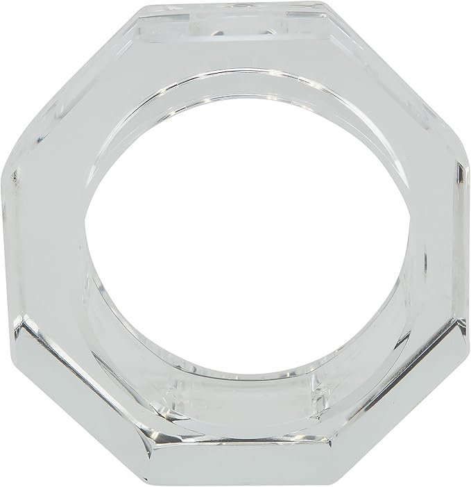 SARO LIFESTYLE Octagonal Crystal Glass Napkin Ring - Image 2