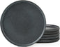 famiware Star Dinner Plates for 6, 10 inches Plate Set, Scratch Resistant, Stoneware Dinnerware, Kitchen Modern Rustic Serving Dishes, Matte Dark Charcoal (Full Glaze)