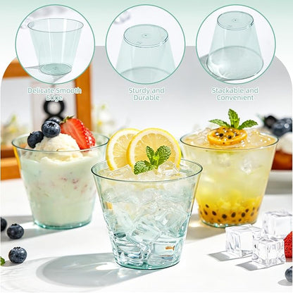 50 Pack 9oz Transparent Green Plastic Cups, Fancy Disposable Cocktail Cup | - Image 4