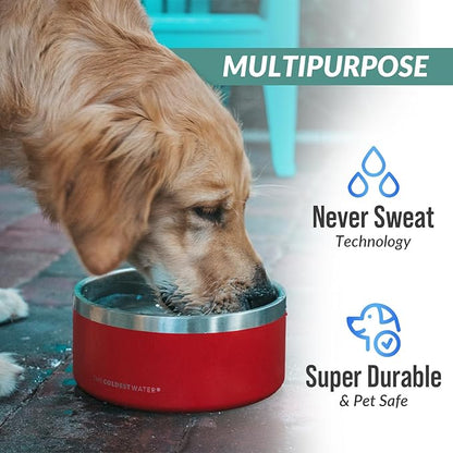 Coldest Dog Bowl - Anti Rust Metal, Non Slip, 3 Layers Insulated Stainless Steel Dog Bowls - Spill Proof & Heavy Duty - Water Bowl for Dogs, Cats & Pets, Dish Washer Safe (42 oz, Sahara Peach)