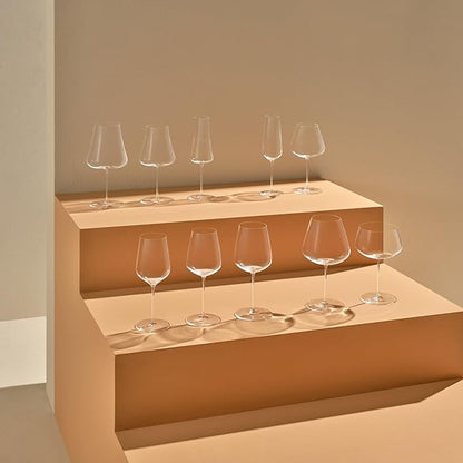 NUDE Red Wine Glasses Set of 2, Stem Zero Elegant – Crystal Long Stem Red Wine Glasses for Light to Medium Bodied Red Wines, Tapered Sides, Lead-Free, Dishwasher Safe, 22 oz Each