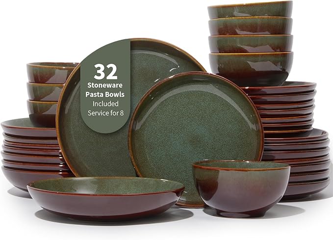 32 Piece Double Bowl Dinnerware Sets by Pokini