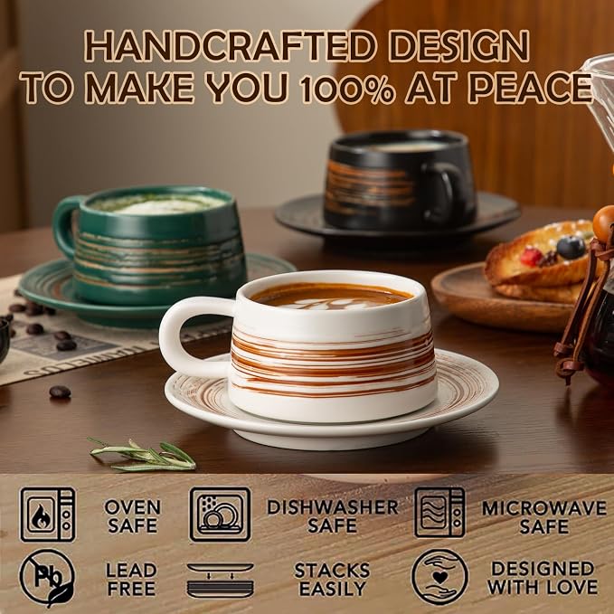 YUN TAO 8 oz Ceramic Cappuccino Cups - Image 3