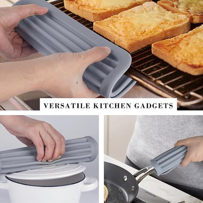 4 PCS Silicone Trivet for Hot Dishes, Hot Pads Trivets Mat for Hot Pots and Pans, Heat Resistant Silicone Hot-Mats, Pot Holders Jar Opener Tables-Mats for Countertop Drying Mat (Grey)
