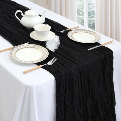 12 Pack Black Cheesecloth Table Runner 35 x 120 Inch | Boho Gauze Cheese Cloth - Image 3