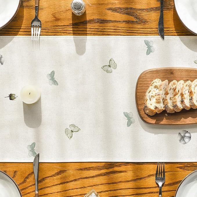 Artoid Mode Cotton Plant Leaf Butterfly 210 GSM Spring Table Runner, Seasonal - Image 7