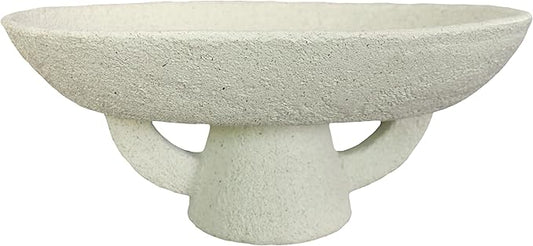 Boho Modern Decorative Bowl decor - Multi functional modern home Pedestal decoration bowl,Handicraft Bowls,Stylish Key Bowl for Entry Table,Fruit Bowls for Kitchen Counter,Artificial Stone White